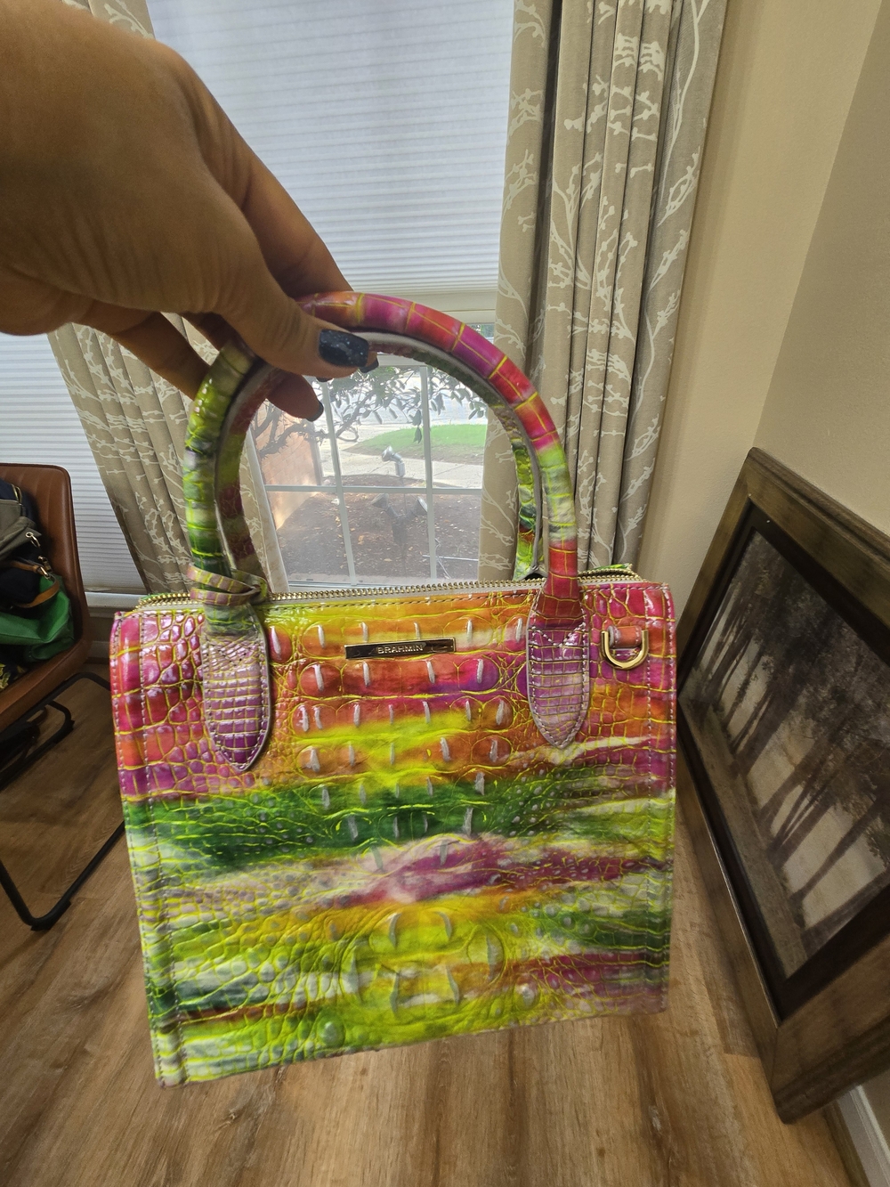 Brahmin Multicolor Croc-Embossed Top-Handle Satchel - Picture 5 of 6